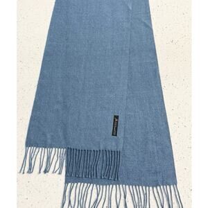 Peruvian 100% Baby Alpaca Scarf Blue Fringe Soft Warm Peru Unisex